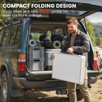 Outsunny Camping Cupboards Folding Portable Aluminium Camp Cook Station with Storage Cupboard for Outdoor BBQ(m-7)