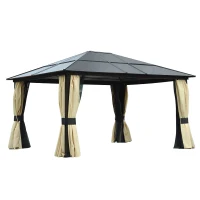 Outsunny Gazebo da Giardino in Alluminio con Tetto in PC, 430x360x265 cm(m-11)