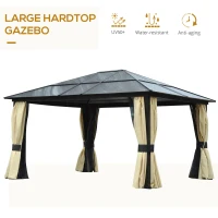 Outsunny Gazebo da Giardino in Alluminio con Tetto in PC, 430x360x265 cm(m-4)