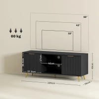 HOMCOM Modern TV Stand Cabinet for TVs up to 55", TV Unit with 2 Open Shelves and 2 Cabinets, Entertainment Centre with Cable Management for Living Room, Black(m-3)