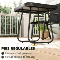 Outsunny Conjunto de Jardín de 3 Piezas con 2 Sillas de Textilene Mesa de DPC Efecto Madera para Patio Balcón Negro(m-7)