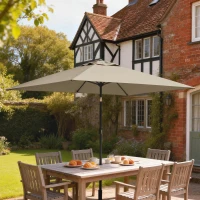 Outsunny Garden Parasol, Parasol Umbrella with Crank Handle, Tilt Function, Polyester Canopy, Khaki(m-2)