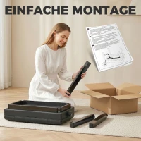 HOMCOM Klavierbank mit versteckten Stauraum, Sitzhocker, höhenverstellbar, Kunstleder, Schwarz(m-8)