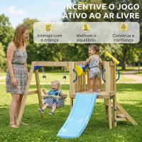 AIYAPLAY Baloiço e Escorrega Infantil Exterior de Madeira com Volante e Telescópio para Crianças de 18-48 Meses Madeira(m-6)