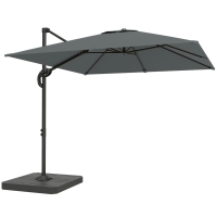 Outsunny Alu Ampelschirm  Ø244cm Sonnenschirm mit Kurbel Ständer Wasserabweisend 360° drehbar Dunkelgrau