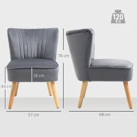 HOMCOM Modern Accent Chair, Fabric Living Room Chair with Rubber Wood Legs and Thick Padding, Grey(m-3)