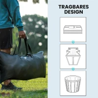 Outsunny Eisbad Ø78 cm Faltbare Eisbadewanne aufblasbare tragbare Eistonne 280L mit 3 Isolierschichten Abdeckung, Schwarz(m-8)