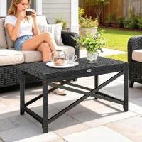 Outsunny Outdoor Coffee Table Side Table with X-Shape Frame for Patio, Balcony, Black(m-7)