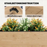 Outsunny Hochbeet 2-stufig erhöhter Pflanzkasten mit Vliesstoff Abflussloch, Holz 119,5 x 102 x 76,5 cm Hellbraun(m-7)