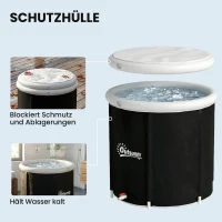 Outsunny Eisbad Ø78 cm Faltbare Eisbadewanne aufblasbare tragbare Eistonne 280L mit 3 Isolierschichten Abdeckung, Schwarz(m-6)
