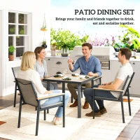 Outsunny Five-Piece Metal Dining Set, with Glass-Top Table - Khaki(m-6)