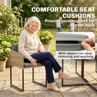 Outsunny 7 Piece Rattan Garden Furniture Set, Garden Dining Set with Wood-Plastic Table and 6 Stackable Chairs, Light Brown(m-8)