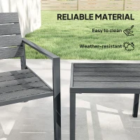Outsunny 3 Pieces Garden Bistro Set for 2, Outdoor Bistro Table and Chairs with Metal Frame, Plastic Patio Furniture Set(m-5)