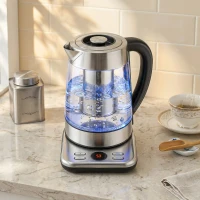 HOMCOM Elektrische Waterkoker, 1,7L Snelkoker met 2200W Vermogen, UK Strix Thermostaat, Theefilter, Warmhoudfunctie(m-2)