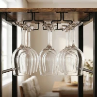 HOMCOM Industrial Wine Bar Cabinet Freestanding Liquor Cabinet 16-Bottle Wine Rack Glass Holder Rustic Brown(m-9)