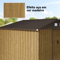 Outsunny Abrigo de Jardim Exterior 4,9 m² 277x195x192 cm com Porta de Correr Ventilação e Kit de Fundação Castanho(m-10)