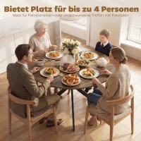 HOMCOM Runder Esstisch für 4 Personen, Küchentisch im Industriestil mit Stahlbeinen, für Esszimmer, Küche, Rustikal-Braun(m-5)