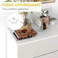 HOMCOM Comodă cu 4 Sertare din PAL cu Șine Metalice și Margini Înclinate, 60x40x80 cm, Alb(m-6)