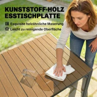 Outsunny 7 tlg. Sitzgruppe Gartenmöbel-Set, Gartengarnitur mit 1 Esstisch, 6 Stühlen, Kissen, für Terrasse, Naturholz(m-5)