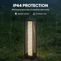 Outsunny Garden Rattan Lamp, 68 cm Solar Rattan Floor Lamp, Solar Garden Light with Auto On/Off LEDs, IP44 Waterproof, Black(m-7)