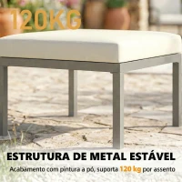 Outsunny Conjunto de Jardim de 3 Peças Sofá Exterior em L com Sofá de 3 Lugares Apoio para os Pés Mesa de Ripas e Almofadas de 10 cm Castanho e Bege(m-7)