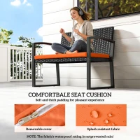 Outsunny Two-Seater Rattan Garden Bench - Orange(m-6)