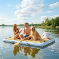 Outsunny Aufblasbares Dock Schwimmdock 2,4x1,8m Aufblasbar Schwimmende Plattform 4-6 Personen mit Rutschfest Oberfläche Leiter(m-2)