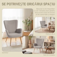 HOMCOM Fotoliu modern din material Sherpa îmbunătățit cu spătar înalt și brațe, Gri(m-6)