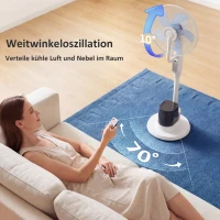 HOMCOM Stehventilator mit Sprühnebel, 70° Oszillation, 3 Geschwindigkeiten, 3 Modi, 3,5L Wassertank, Weiß(m-6)