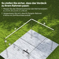 Outsunny Ersatzdach für 4 x 3 m Pergola, einziehbar, mit Regenabflusslöchern, wetterfest, Polyester, Hellgrau(m-4)