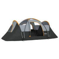 Outsunny Tenda de Campismo para 4-5 Pessoas Impermeável + Anti UV com Bolsa de Transporte e Gancho para Luz 455x230x180cm Cinza e Preto(m-11)