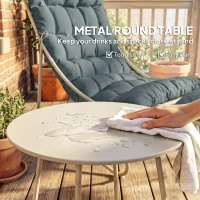 Outsunny Bistro Set for Garden, 3 Piece Outdoor Table and Chair with Footstool and Removable Cushions, Comfy Balcony Furniture(m-8)