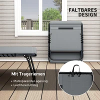 Outsunny 2er Set Sonnenliege klappbar Gartenliege mit Kopfkissen 5-Fach höhenverstellbarer Rückenlehne Seitentasche Dunkelgrau(m-5)