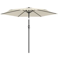 Outsunny Sonnenschirm 270 cm knickbar Balkonschirm mit Kurbel UV 50+ Gartenschirm Cremeweiß(m-10)