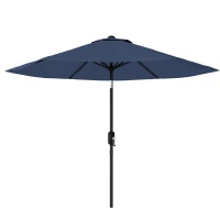 Outsunny 2.6 m Garden Parasol Umbrella with Aluminium Pole, Outdoor Patio Umbrella with Tilt and Crank, Vent, Navy Blue(m-11)