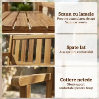 Outsunny Bancă de Grădină pentru 2 Persoane, Bancă de Exterior cu Lamele din Lemn de Molid, Stil Country, Bancă pentru Terasă, Patio și Curte, 150x57x93 cm, Culoare Teak(m-6)