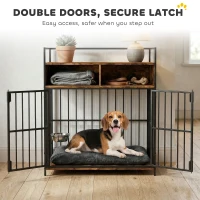 PawHut Dog Crate Furniture, Dog Cage with Rotatable Feeding Station and Storage Shelves, End Side Table Indoor Pet Kenne(m-7)