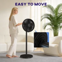 HOMCOM 40 cm Standing Fan, Cooling Floor Fan with 80° Oscillating, Adjustable Tilt and Height, 4 Speed, Remote Control, Black(m-9)