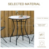 Outsunny Φ60cm Mosaic Outdoor Patio Table - Red(m-5)