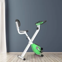 HOMCOM Folding Exercise Bike, Fitness Bicycle Indoor Trainer, Quiet 8-Level Magnetic Resistance, with LCD Monitor, Pulse Sensor and Wheels for Sport Maison and Cardio Training, Green(m-2)
