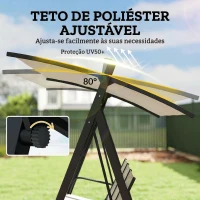 Outsunny Baloiço de Jardim de 3 Lugares com Teto Ajustável UPF50+ Assento Transpirável e Estrutura em Metal 188x130x183 cm Creme(m-6)