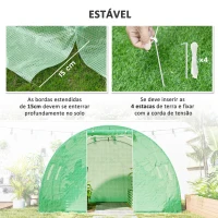 Outsunny Estufa Tipo Túnel 3x3x2 m com Paredes Laterais Enroláveis 4 Janelas de Malha e Porta Enrolável com Fecho de Correr Verde(m-5)