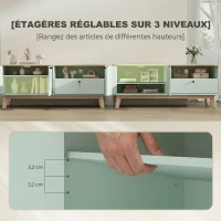 HOMCOM Meuble TV 120 cm, meuble télé pour téléviseur jusqu'à 36 pouces avec 2 portes, tiroir, compartiment ouvert, vert clair(m-5)