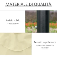 Outsunny Ombrellone da Giardino Inclinabile Ø265 cm con 32 Luci LED Solari e Manovella, Beige(m-7)