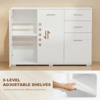 HOMCOM Sideboard, Modern Storage Cabinet with 2 Drawers, 3 Doors and Adjustable Shelves, White(m-5)