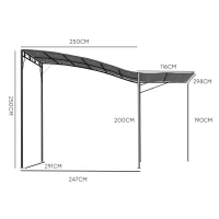Outsunny Pavillon mit klappbarer Dacherweiterung wetterfest 3 x 2,5 m Dunkelgrau(m-3)