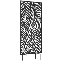 Outsunny Raumteiler 65 x 130 cm Freistehend Hängend Paravent, Trennwand Sichtschutz aus Metall Schwarz(m-1)