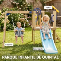 AIYAPLAY Baloiço e Escorrega Infantil Exterior de Madeira com Volante e Telescópio para Crianças de 18-48 Meses Madeira(m-4)