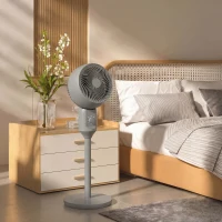HOMCOM Air Circulator Fan Pedestal Cooling Fan with 3 Speed and Carry Handle, 9 Inch, Grey(m-8)
