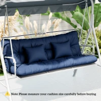 Outsunny Outdoor Seat Cushions Back Cushion with 2 Pillows, Water Repellent Seat Pads for 3-Seater Chair, Dark Blue(m-3)